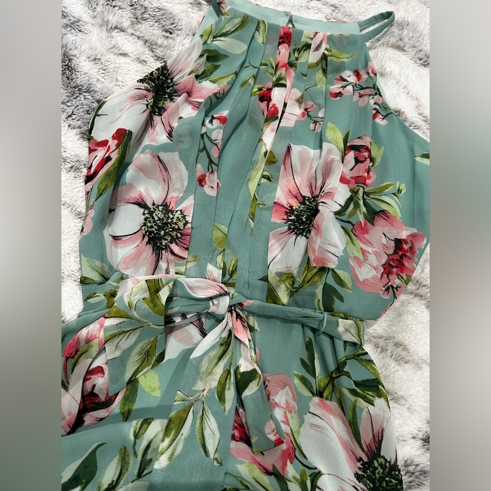 Vince Camuto Floral High Low Maxi Dress Pleated Ruffle Size 8 NWT - Picture 2 of 7